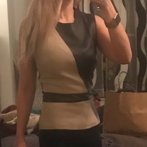 Bebe Leather Shirt (Black/cream)